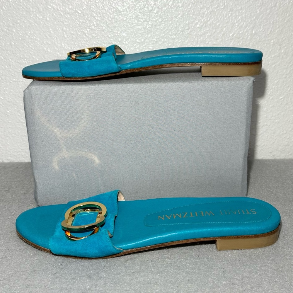 Stuart Weitzman Caicos‎ Suede Slide Sandals - Picture 2 of 10